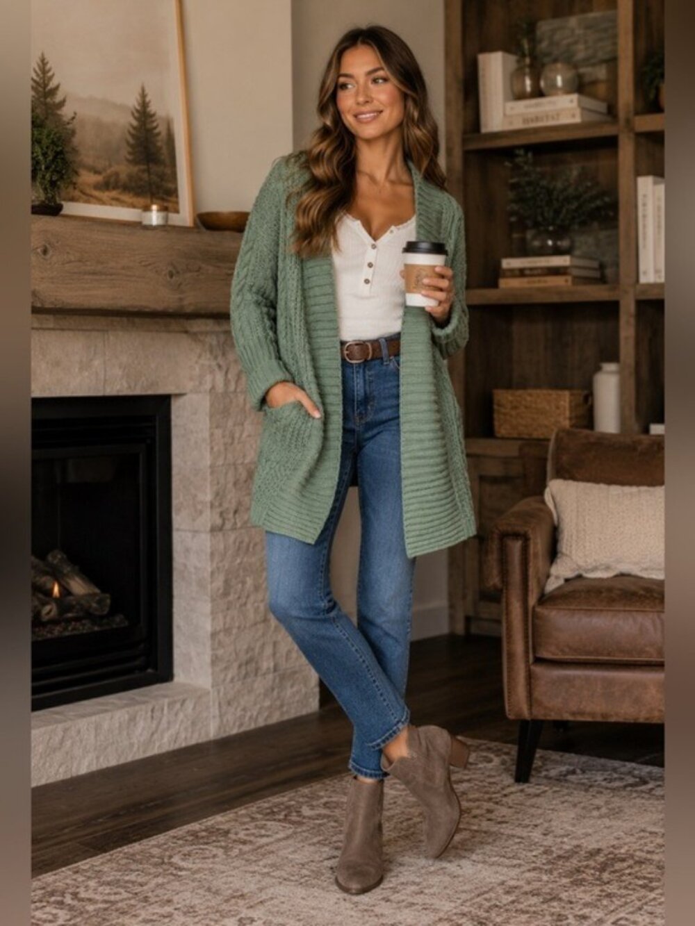 Sundance Sage Green Cable Knit Cardigan Sweater Cottagecore Boho XS